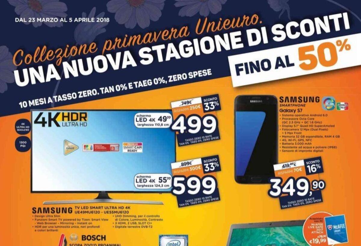 Volantino Unieuro Marzo 2018: Tasso Zero e promo "Una nuova stagione di sconti" - 