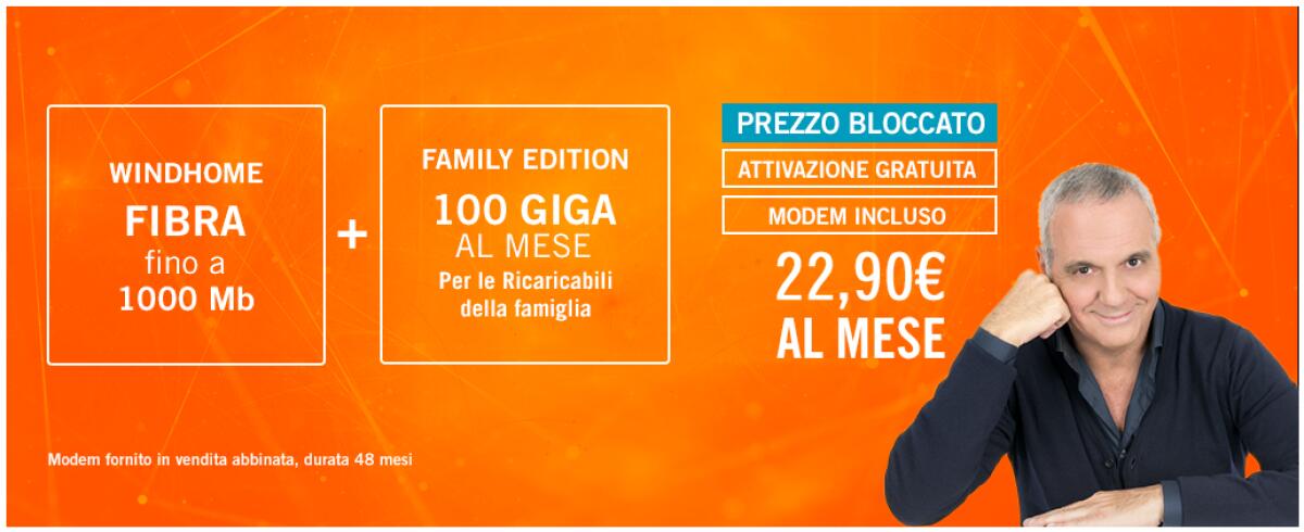 Wind Home Family Edition a 22,90 euro per sempre: Fibra e SIM con 100GB - 
