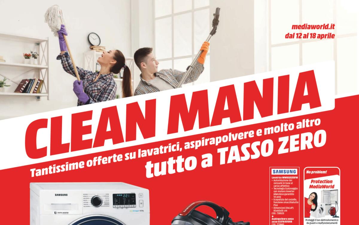 E' tempo di CLEAN MANIA da MediaWorld 12-18 Aprile 2018 - 