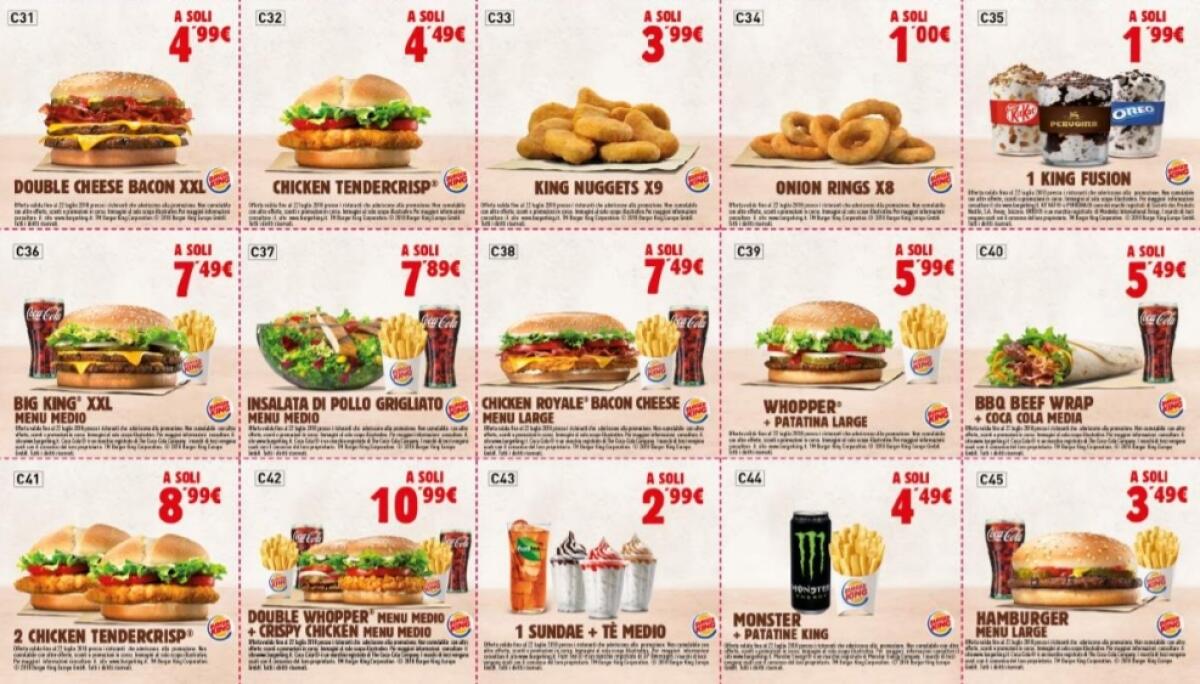 Burger King Offerte E Buoni Sconto 40% Maggio 2018 - 