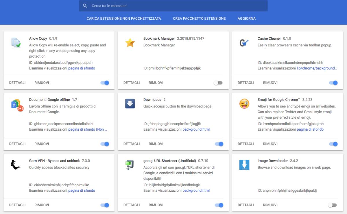 Chrome Dove Trovo Le Estensioni Installate? - 