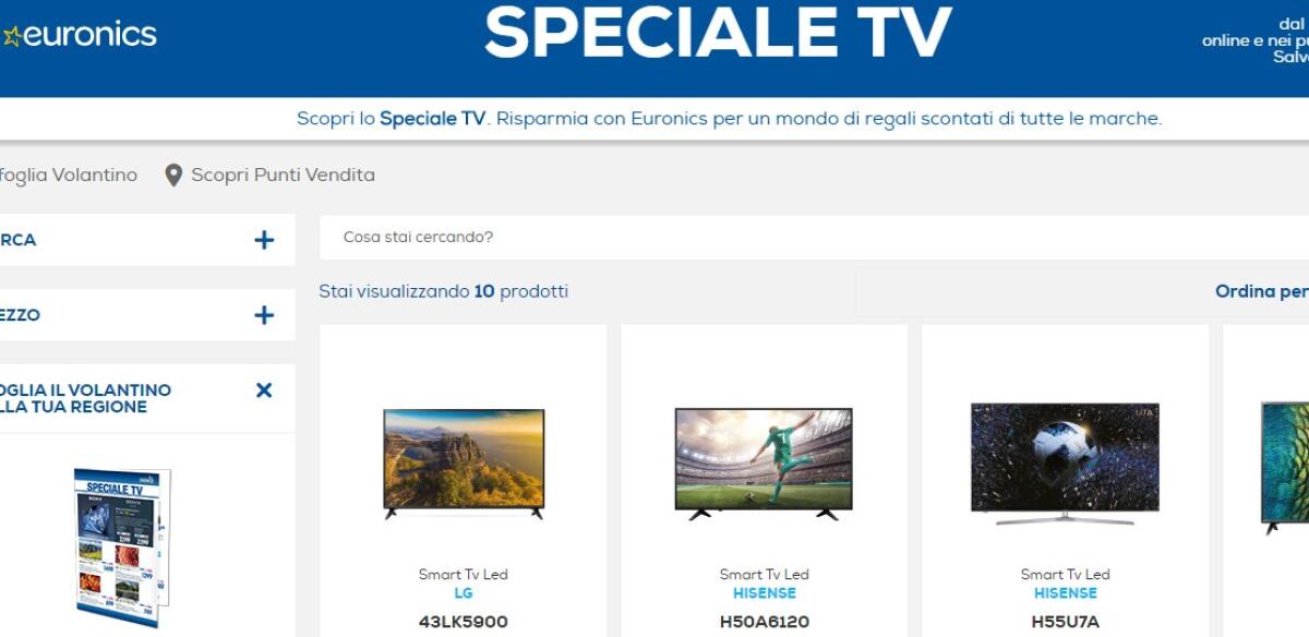 Su Euronics.it c'è lo SPECIALE TV con sconti fino al 50% su diversi modelli - 