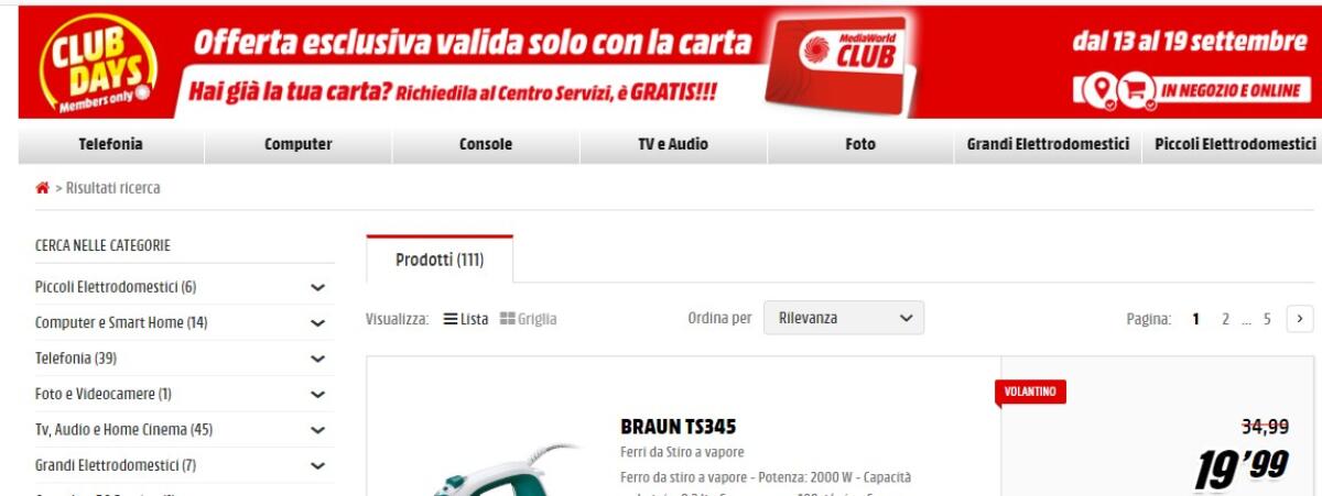 MediaWorld lancia i CLUB DAYS con sconti fino al 19 settembre - 