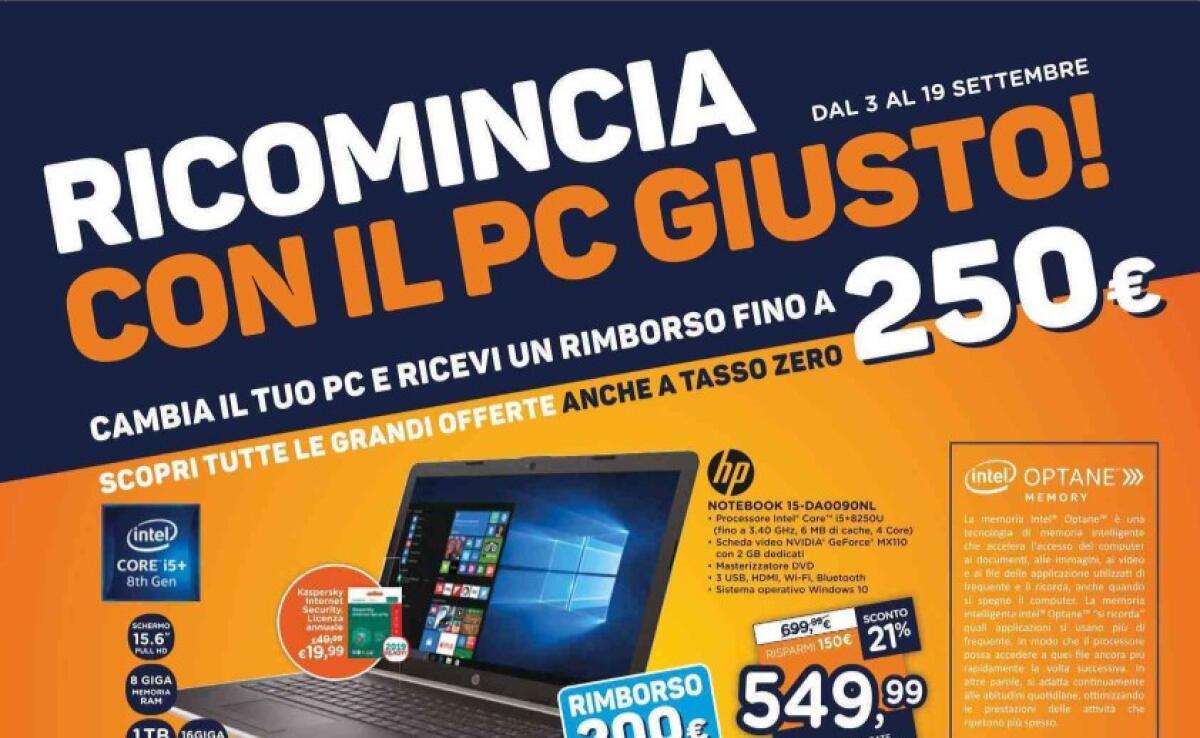 Volantino Unieuro RICOMINCIA CON IL PC GIUSTO [3-19 settembre 2018] - 