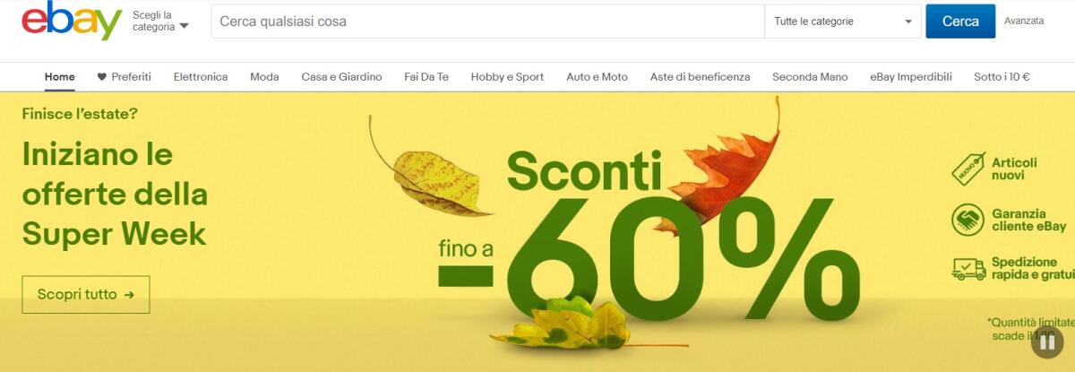 Su eBay c'è la SUPER WEEK di settembre con tante Offerte fino al 60%: Ecco le migliori - 