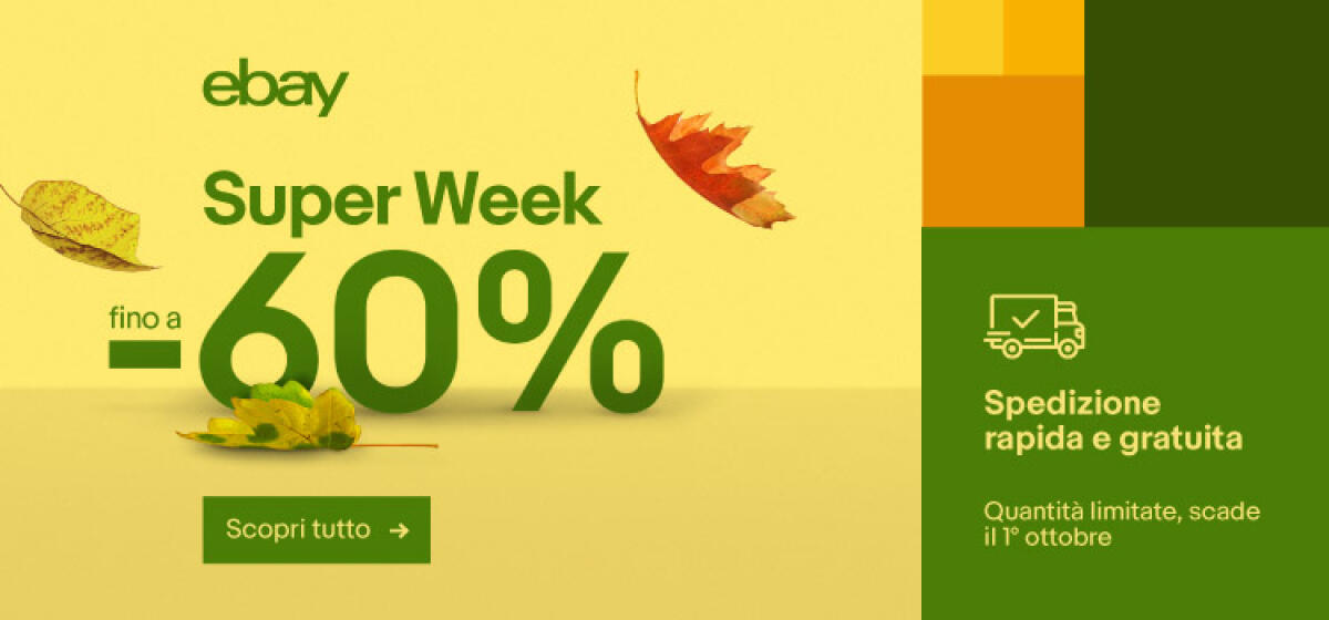 eBay Super Week: Sconti Fino Al 60% Fino Al 1 Ottobre - 