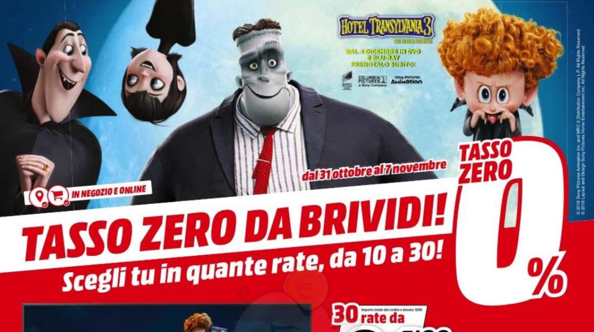 MediaWorld lancia la promo TASSO ZERO DA BRIVIDI nel volantino di novembre - 