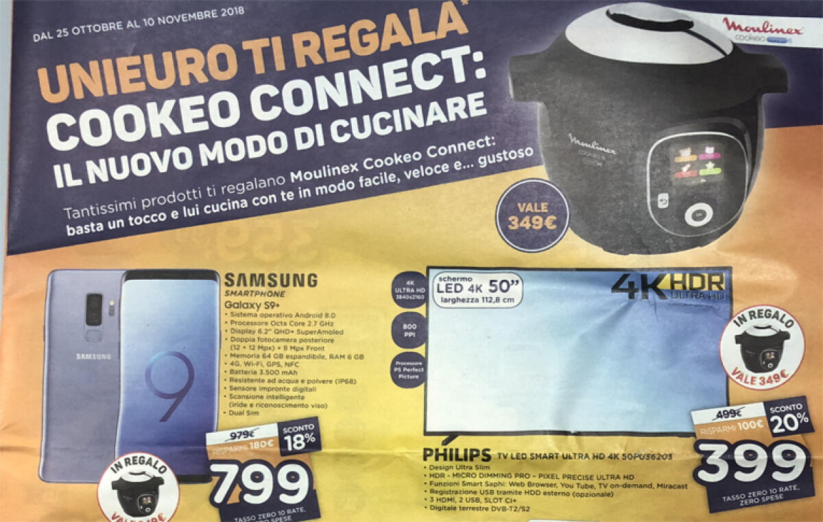 Volantino Unieuro con in regalo il Moulinex Cookeo fino al 10 novembre - 