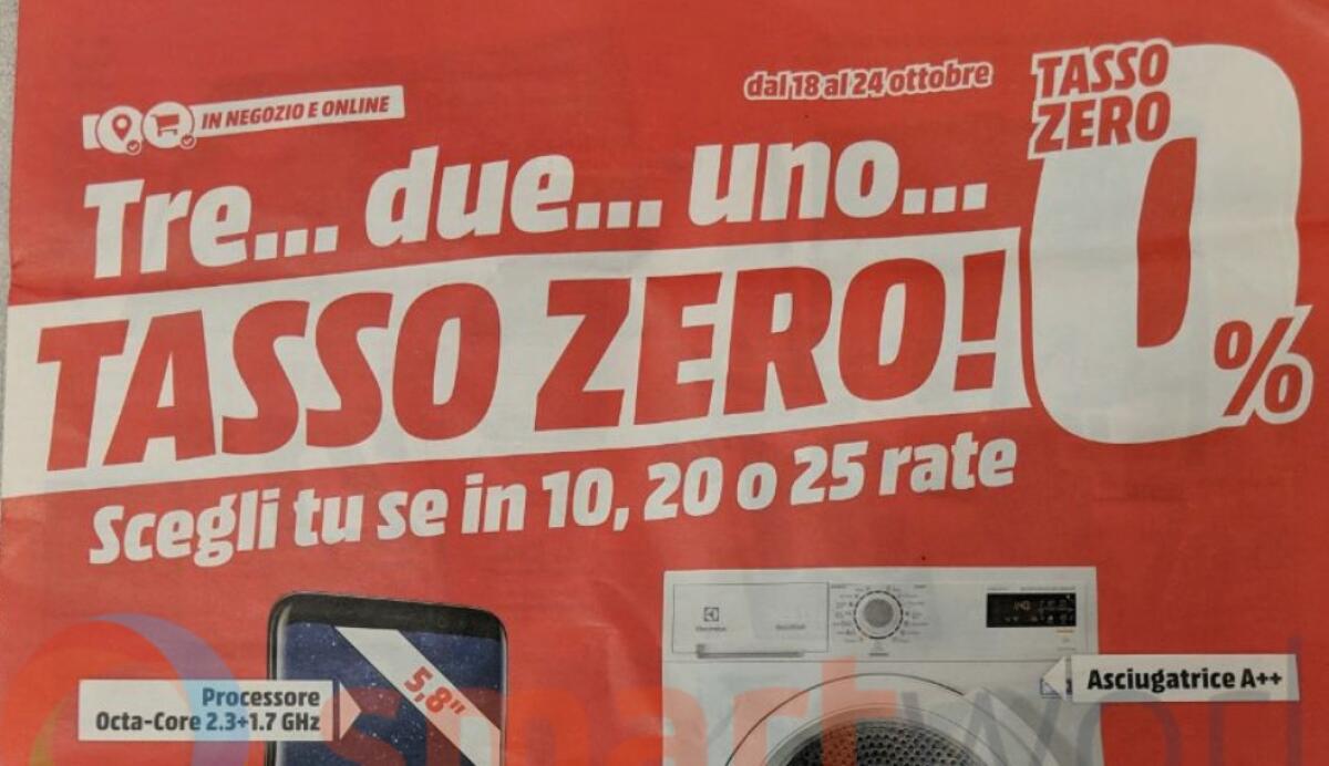 MediaWorld lancia la promo TRE... due... uno... TASSO ZERO! nel volantino di Ottobre - 