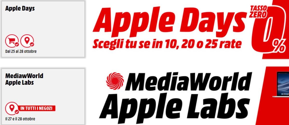 MediaWorld lancia le promo APPLE DAYS e SPECIALE CASA - 