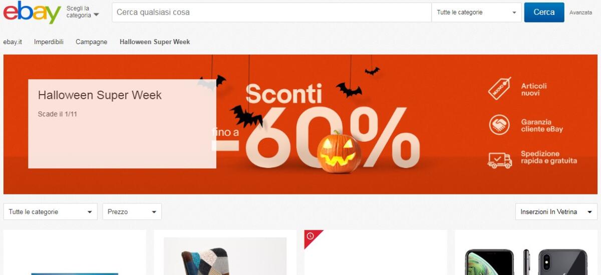 eBay HALLOWEEN SUPER WEEK: Sconti fino al 60% - 