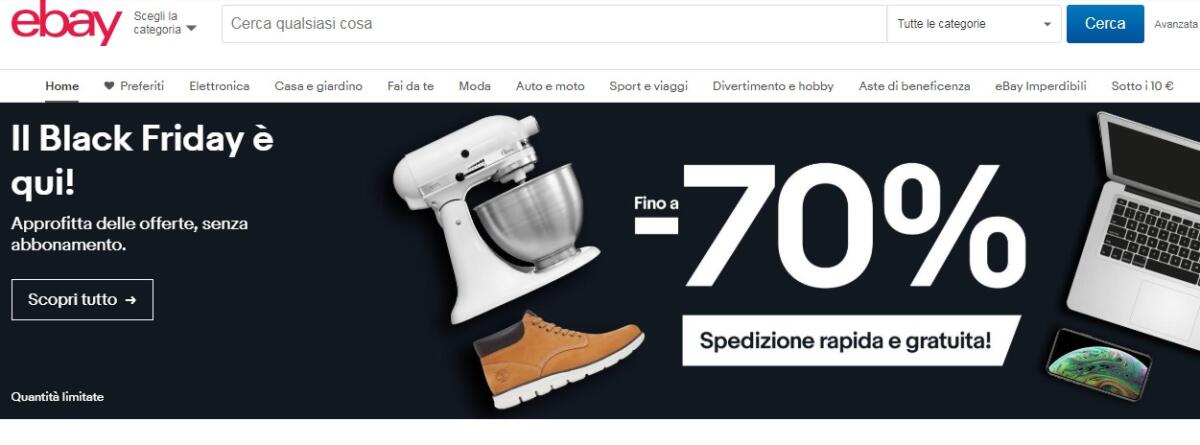Black Friday 2018. eBay lancia un Incredibile -70% - 