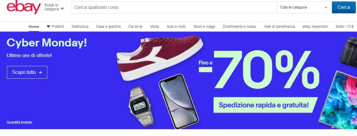 Cyber Monday eBay: Sconti su tanti prodotti fino al 70% - 