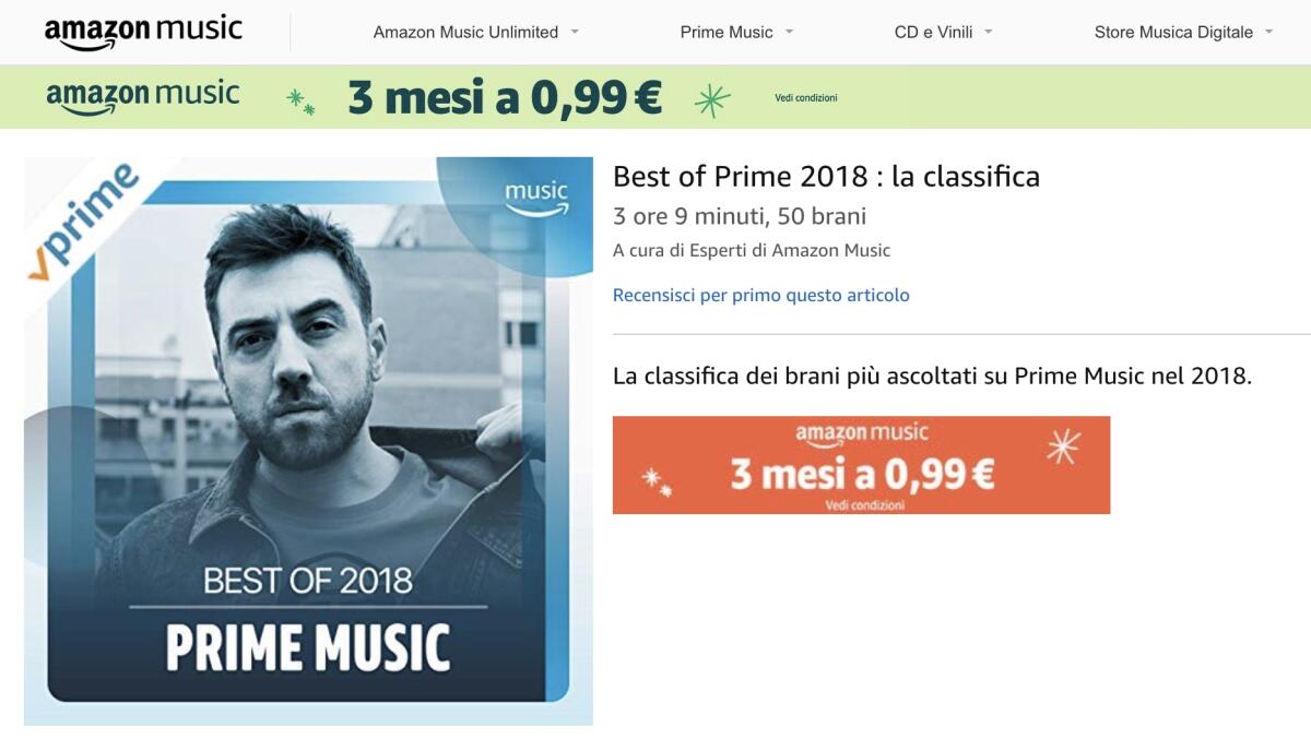 Le canzoni più ascoltate del 2018 su Amazon Prime Music - 