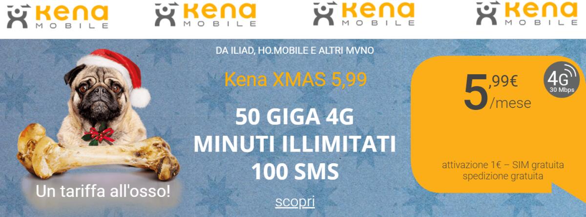 Kena Xmas: 5,99€ con minuti illimitati, SMS e 50 Giga - 