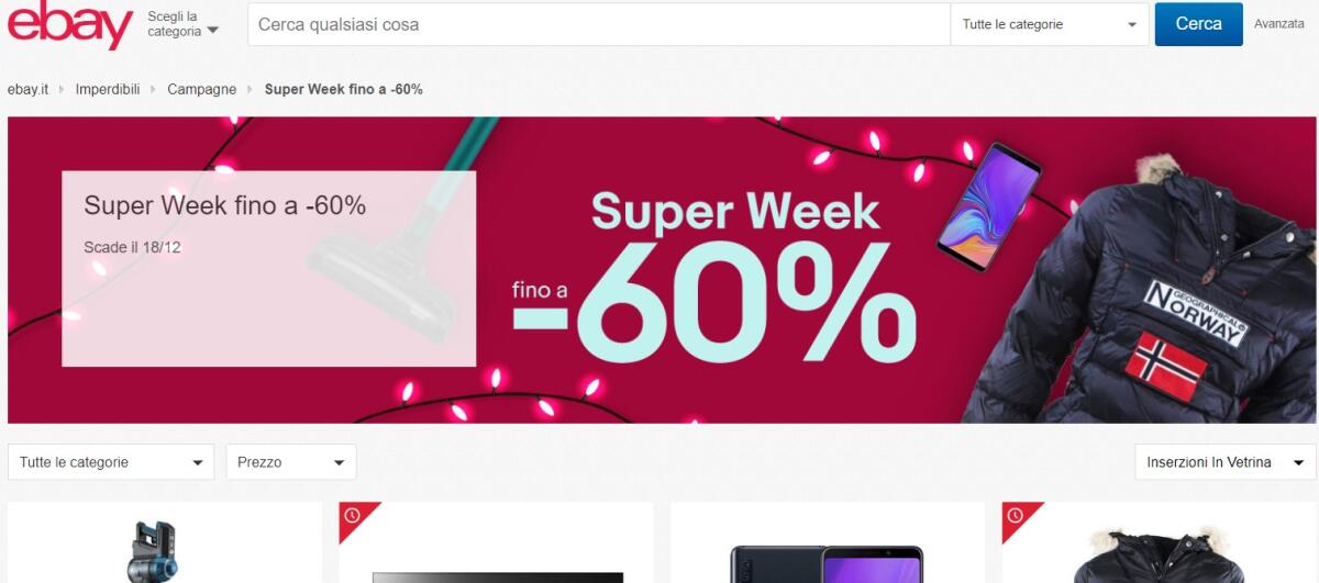 Regali di Natale eBay: SUPER WEEK -60% e consegna entro il 25 dicembre - 