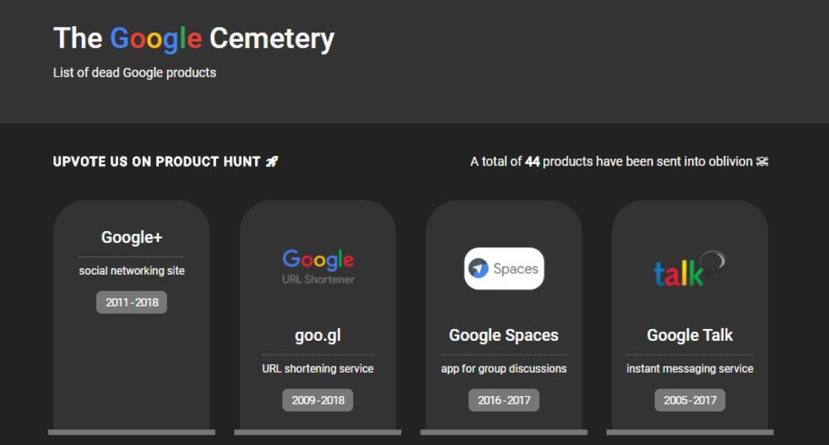 The Google Cemetery: Il Cimitero Virtuale dei servizi Google chiusi - 