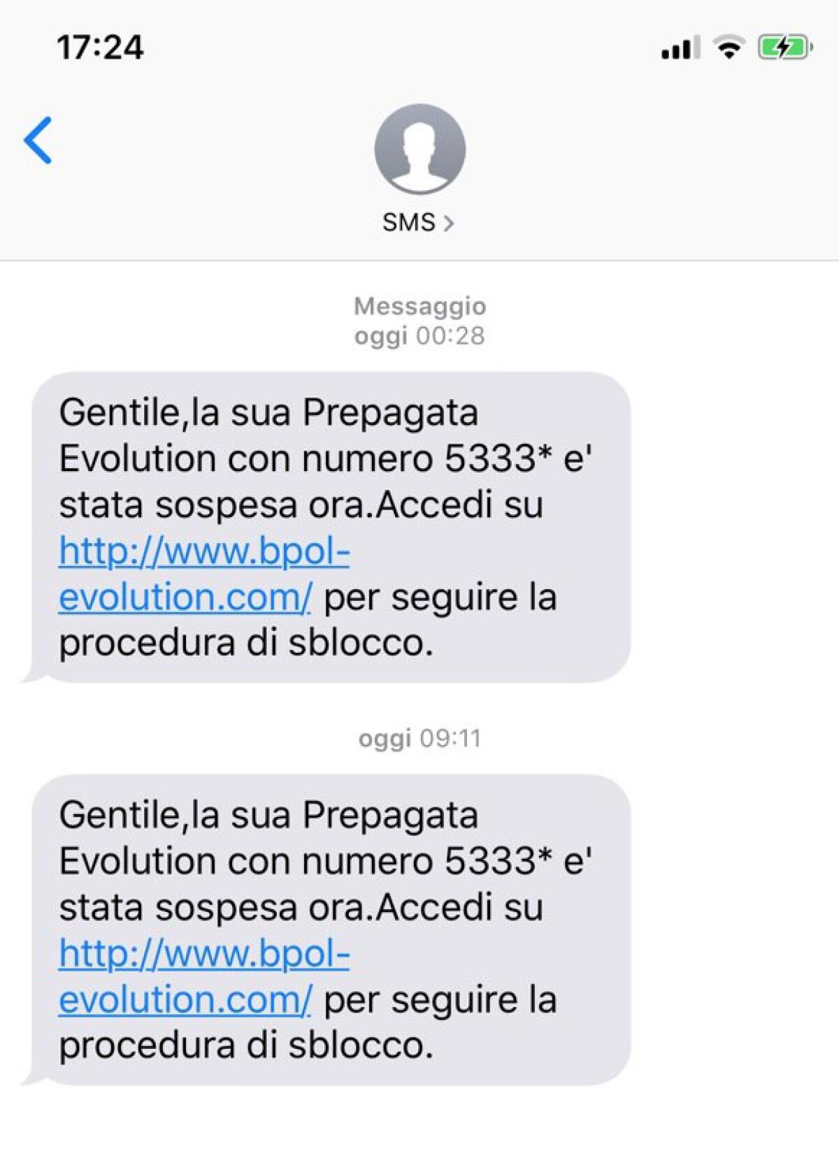 "La sua Prepagata Evolution è stata sospesa": è una truffa? - 