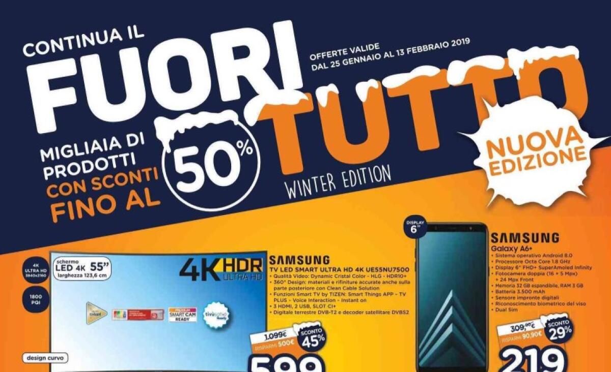 Unieuro continua con il volantino FUORI TUTTO WINTER EDITION fino al 13 febbraio - 