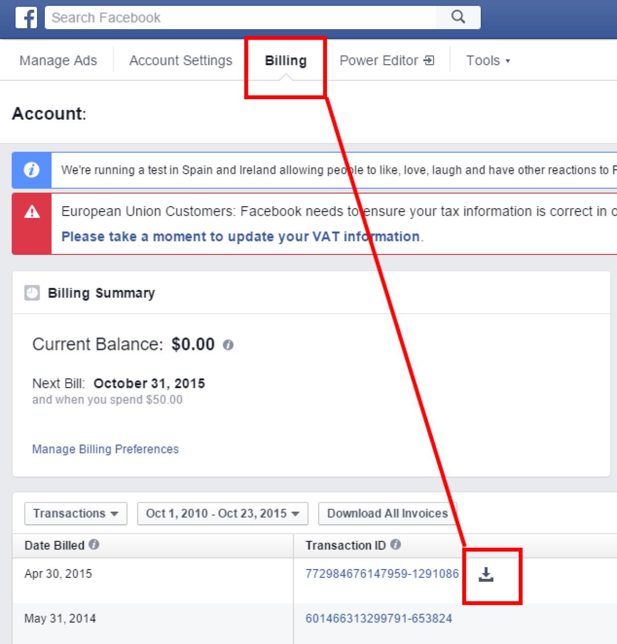 Come Scaricare le Fatture di Facebook - 