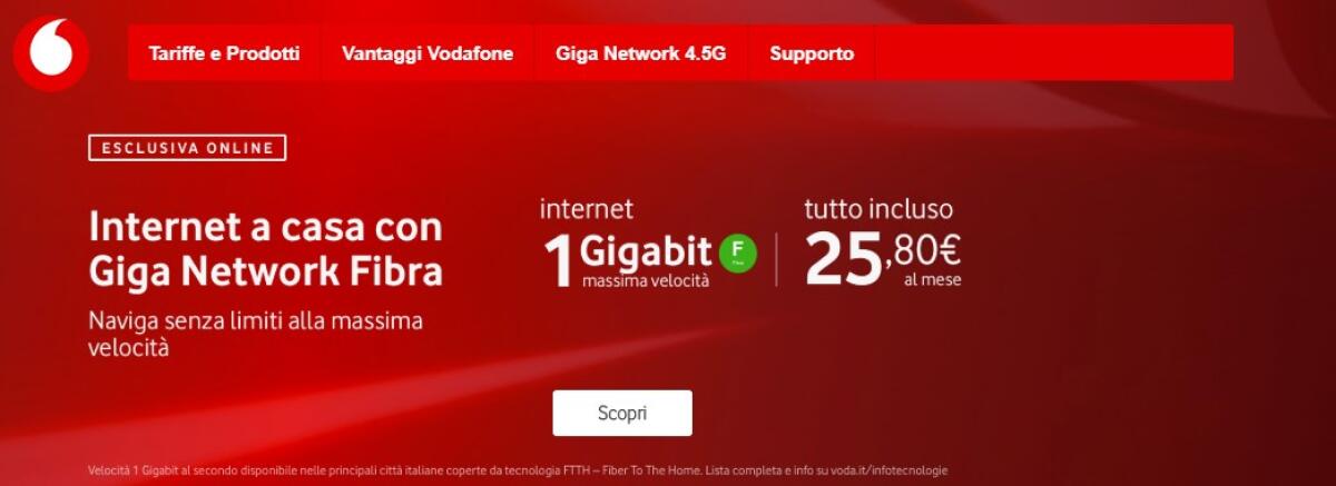 Vodafone Fibra: 25,80€ tutto incluso senza costi Extra - 