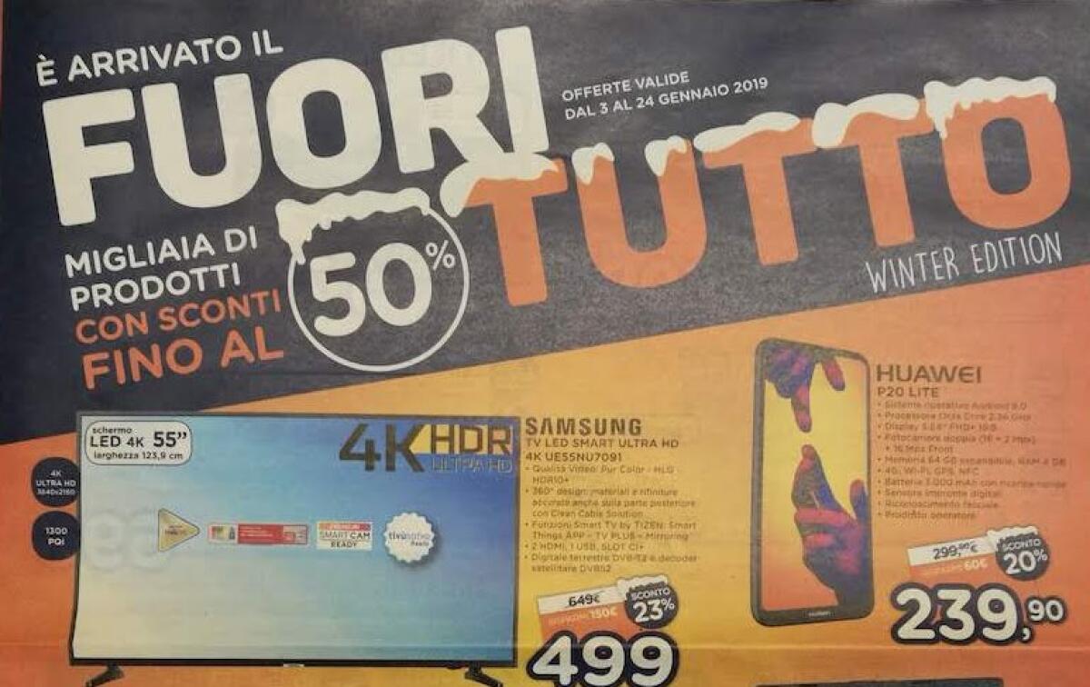 Unieuro lancia il volantino FUORI TUTTO WINTER EDITION fino al 24 gennaio - 