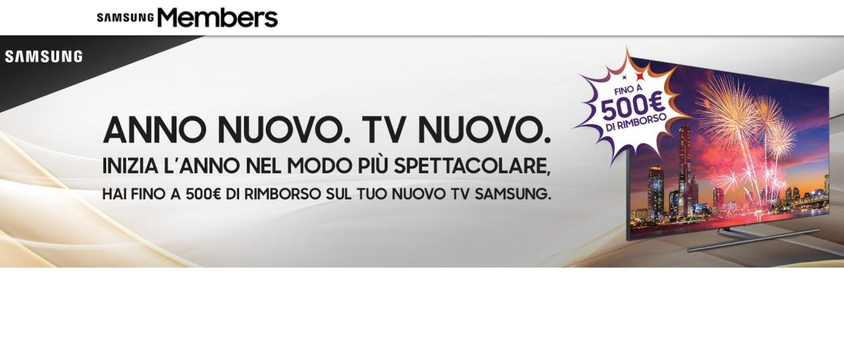 Ottieni fino a 500 euro di Rimborso sulla nuova TV Samsung - 