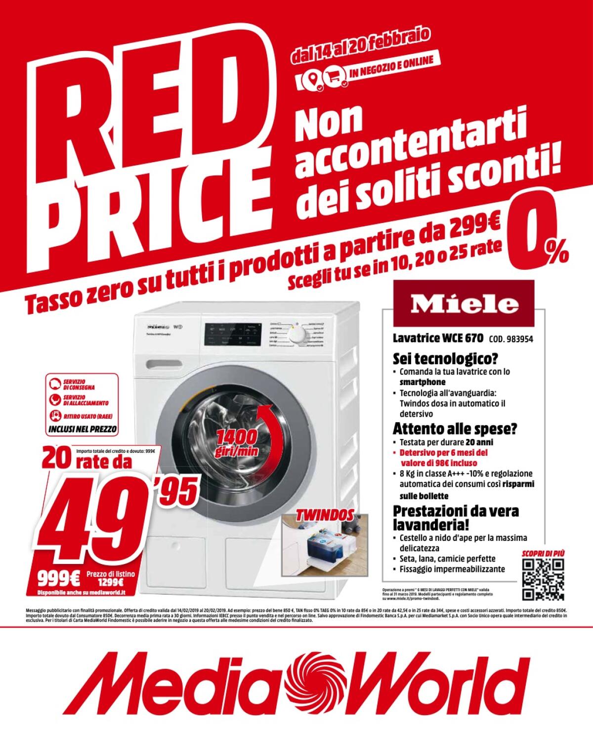 MediaWorld RED PRICE: Sconti e Tasso Zero fino al 20 febbraio - 