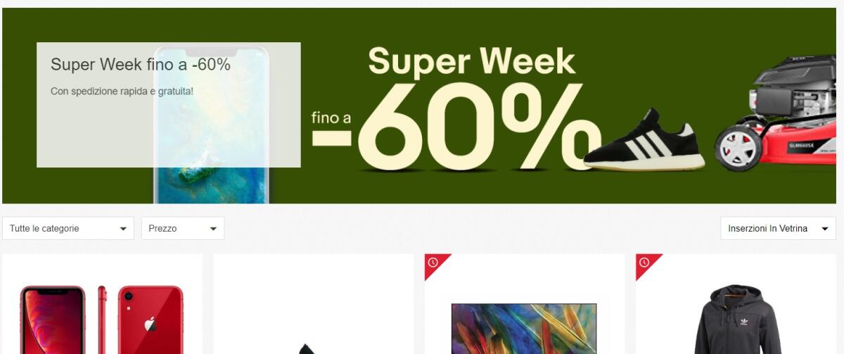 eBay SUPER WEEK con sconti fino al 60% fino al 12 marzo - 