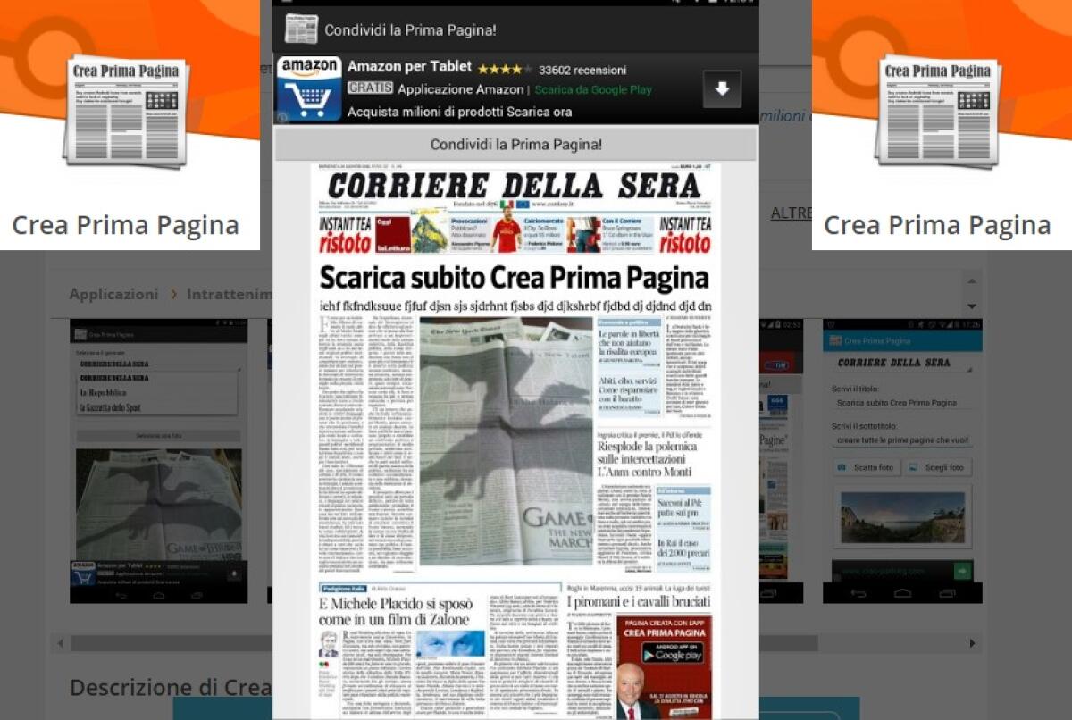 App Android per Creare Prime Pagine Giornali - 