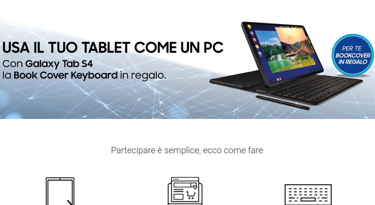 Compra un Galaxy Tab S4 e Samsung ti regala la Cover Tastiera - 