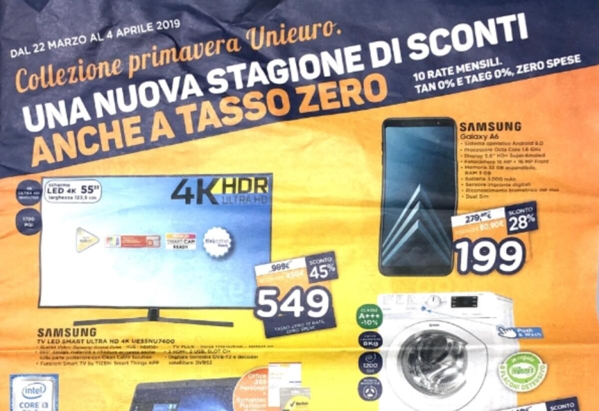 Volantino Unieuro UNA NUOVA STAGIONE DI SCONTI ANCHE A TASSO ZERO fino al 4 aprile 2019 - 