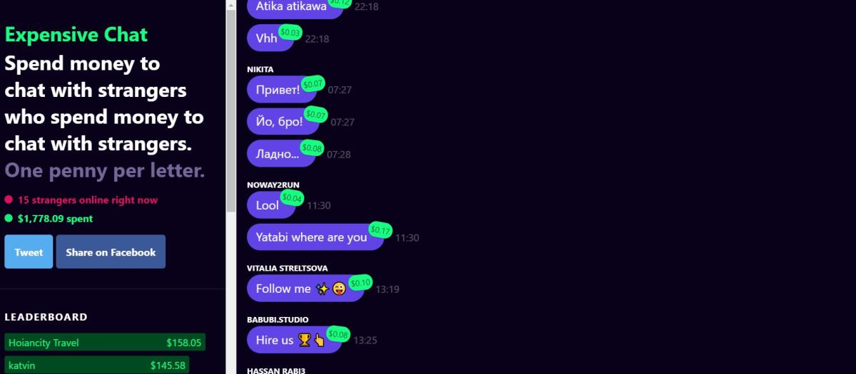 ASSURDO: Ecco la Chat dove Paghi per Scrivere (1 centesimo per ogni Carattere) - 