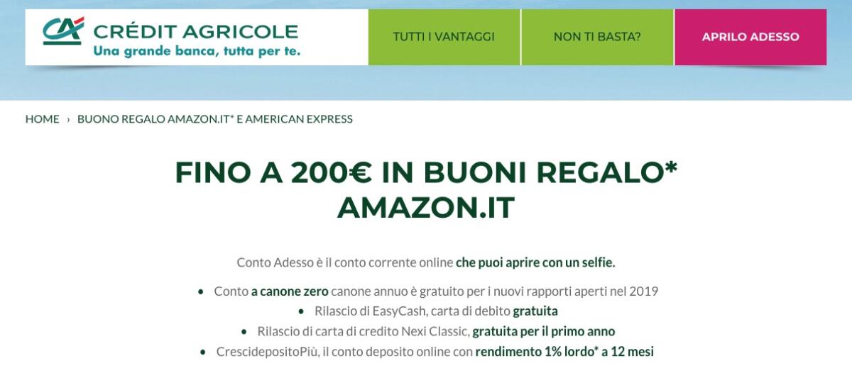 150 euro di Buono Amazon in regalo con Conto Adesso di Crédit Agricole: come funziona? - 