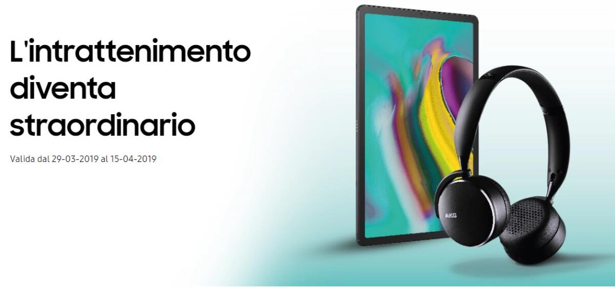 Promo Samsung: Acquista il Galaxy Tab S5e e ricevi le cuffie wireless AKG Y500 Gratis - 