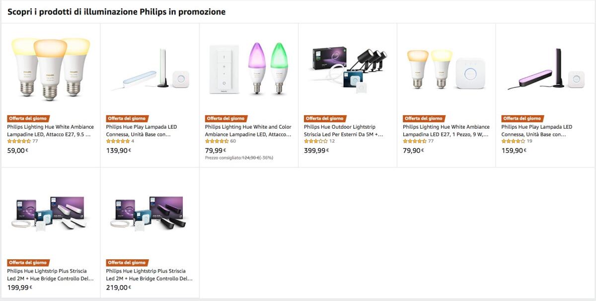 Philups Hue Amazon: offerte per illuminazione e casa smart - 