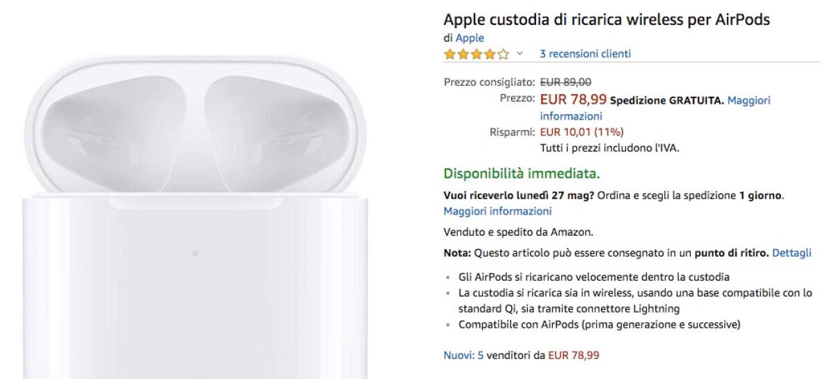 AirPods ricarica wireless: compra la custodia in offerta - 