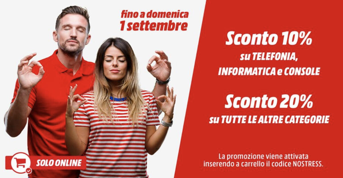 MediaWorld offre sconti del 10%  e 20% solo online | 31 Agosto, 1 Settembre 2019 - 