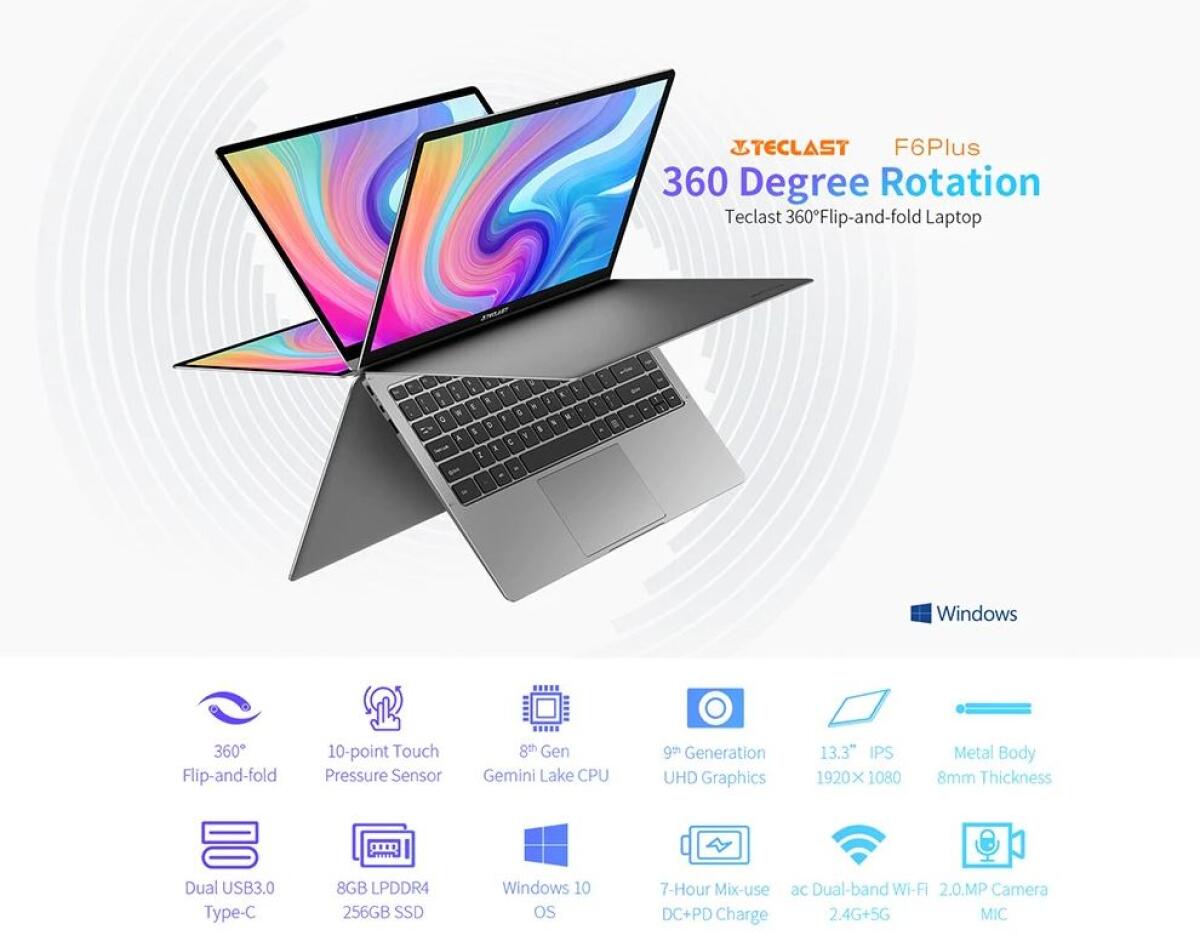 Teclast F6 Plus è ufficiale con schermo che ruota a 360 gradi - 