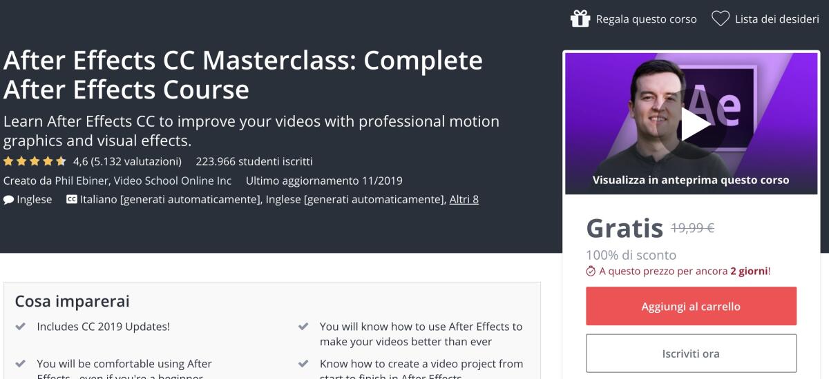 Corso Adobe After Effects CC GRATIS su Udemy - 