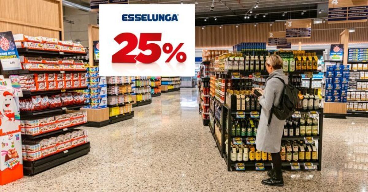 Esselunga: il 25 luglio sconto del 25% su prodotti Esselunga Top ed Equilibrio - 