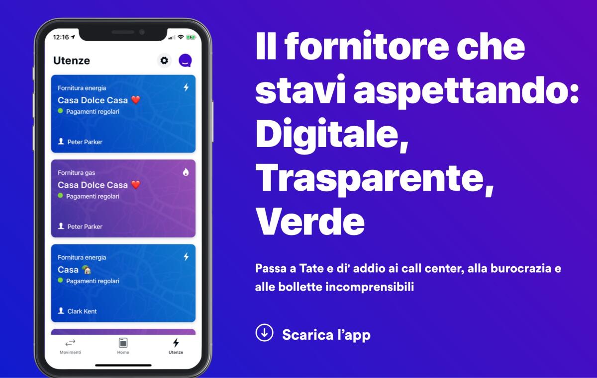 Cambio fornitore di energia: passo a Tate | RECENSIONE - 