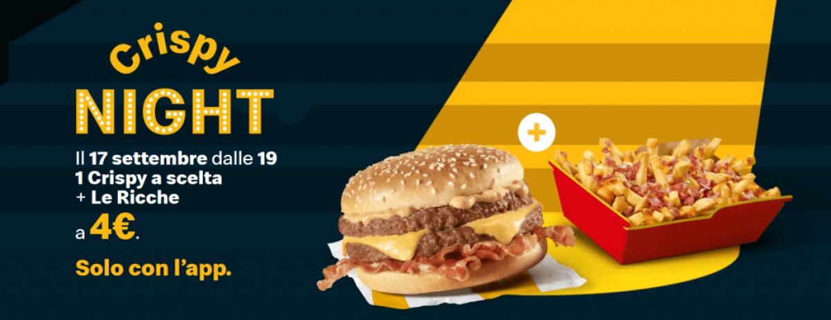 McDonald’s Crispy Night 2020: panino Crispy + patatine Le Ricche a soli 4€ - 