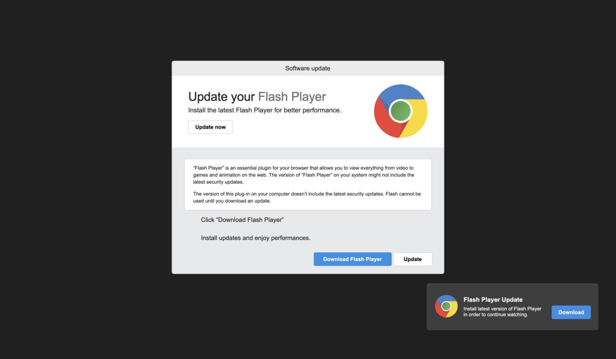 Attenzione al messaggio "Update Your Flash Player" - 