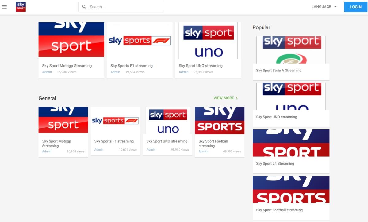 SkyStreaming.ga NON permette di guardare i canali Sky gratis - 