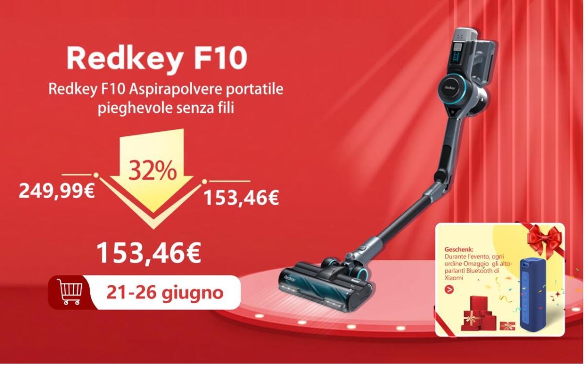 Redkey F10: Aspirapolvere senza fili a prezzo scontato con questo coupon (e speaker Xiaomi in regalo) - 