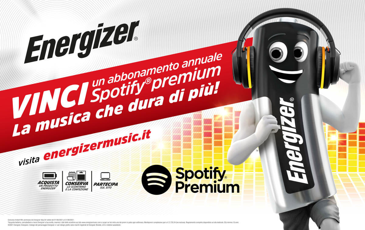 Concorso Energizer: vinci abbonamenti annuali Spotify Premium | Come Partecipare - 