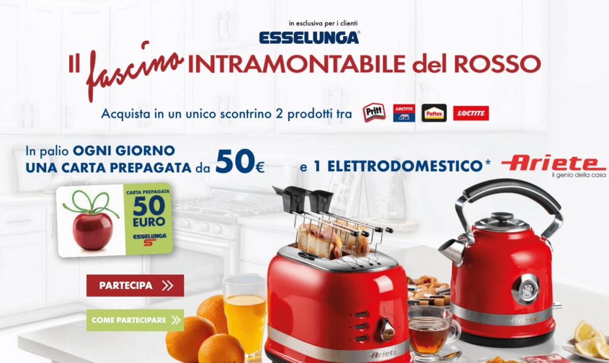 Concorso Esselunga: vinci Gift Card ed Elettrodomestici Ariete | Come Partecipare - 