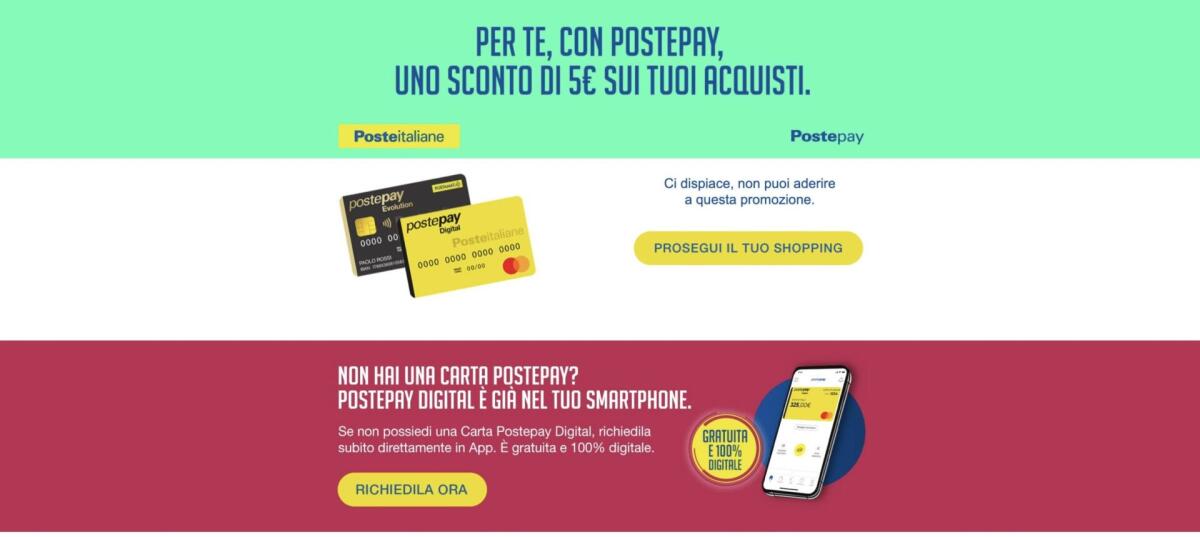 Amazon: 5 euro GRATIS se paghi con Postepay (puoi richiderla gratis) - 