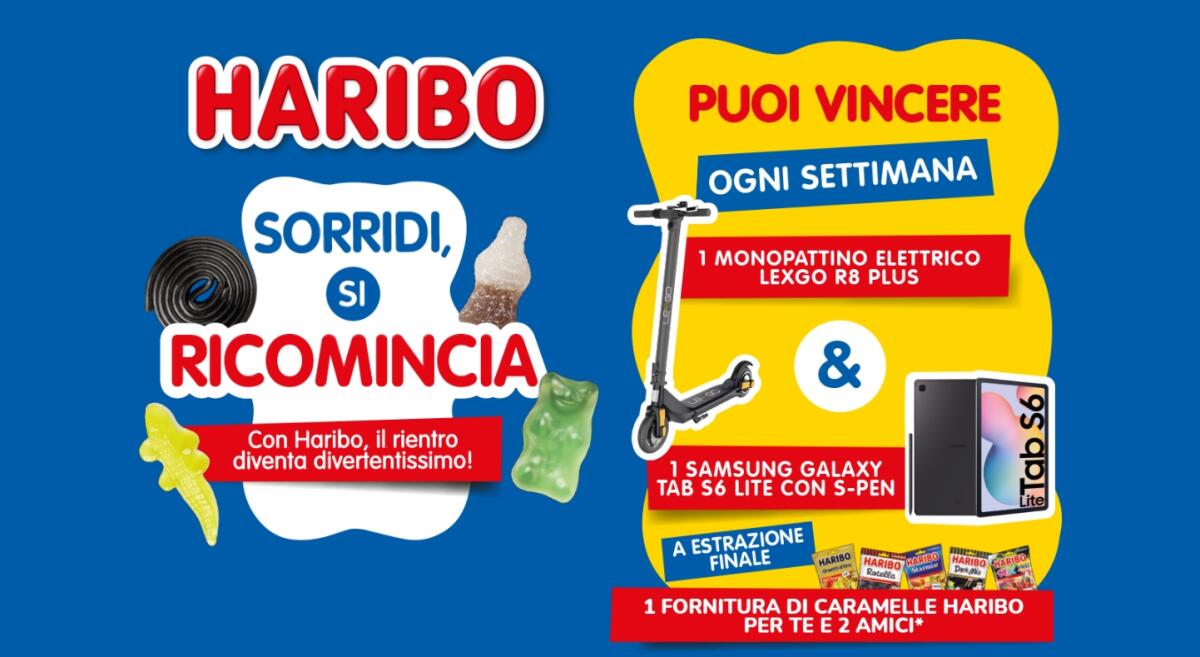 Concorso Haribo: vinci tablet, monopattini e caramelle | Come Partecipare - 